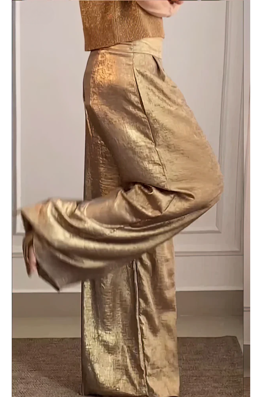 Betina | Chic Metalliske Wide-Leg Bukser
