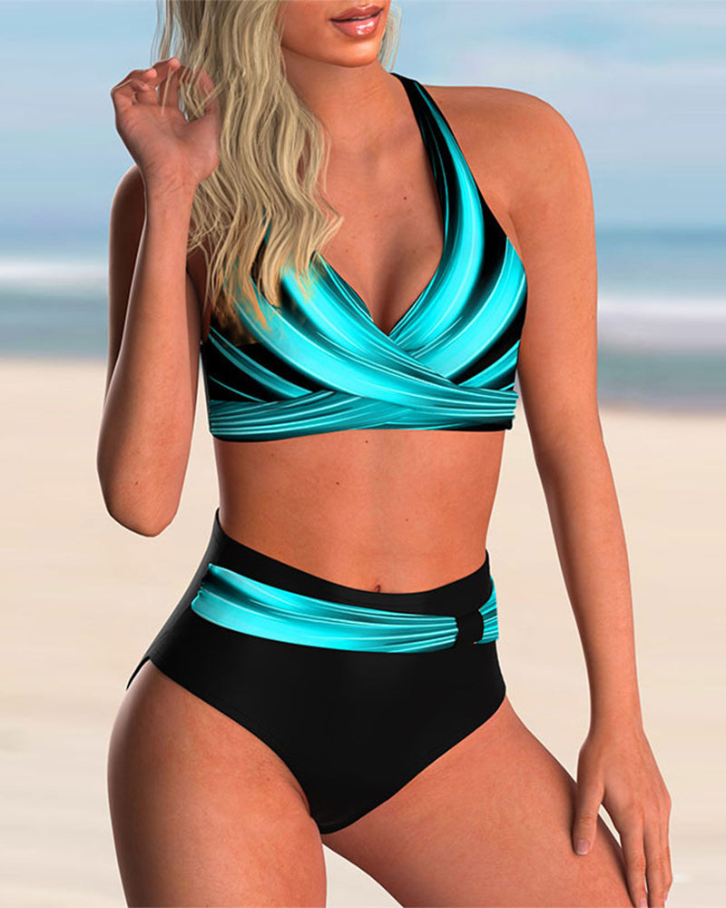 Liliana - Bikinisæt med krydshals og print