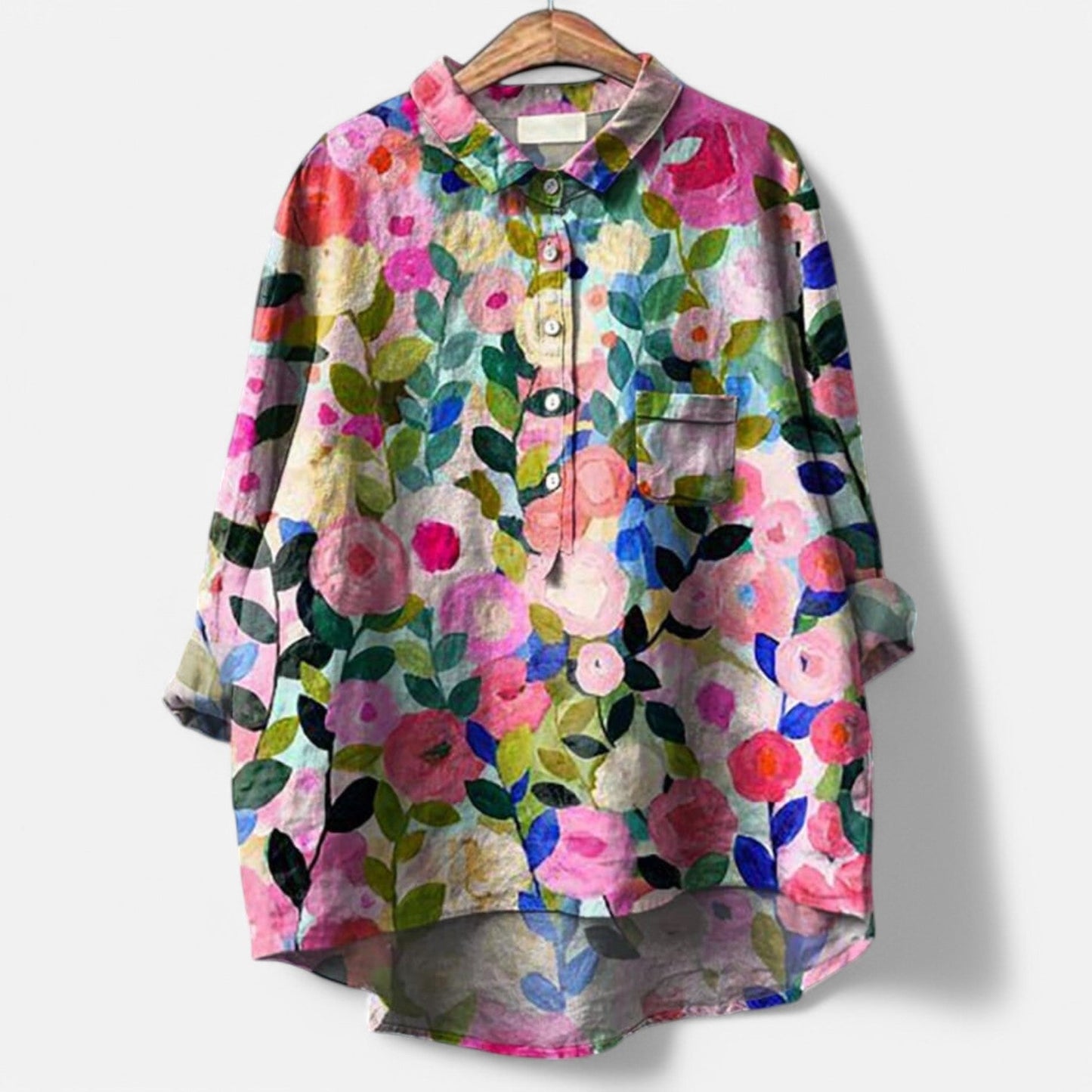 Kiara™ | Stilfuld Løs Pasform Blomstret Bluse