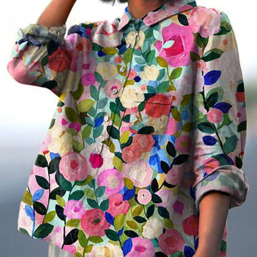 Kiara™ | Stilfuld Løs Pasform Blomstret Bluse