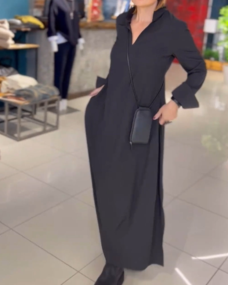 Karen™ | Elegant Skjortekjole med Knaplukning