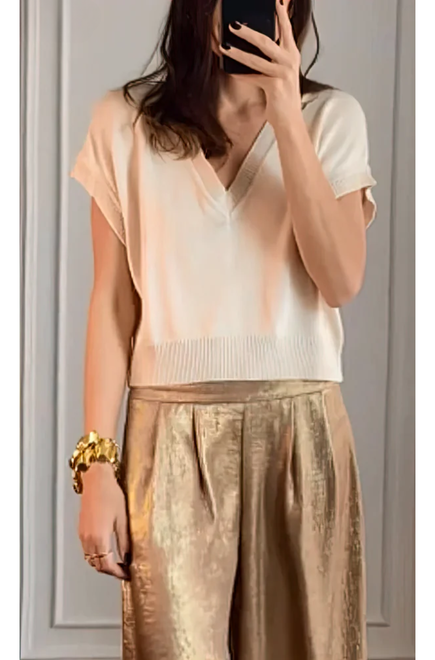 Betina | Chic Metalliske Wide-Leg Bukser