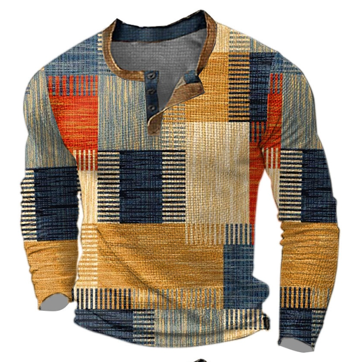 Fré | Stilfuld Henley-skjorte med geometrisk mønster