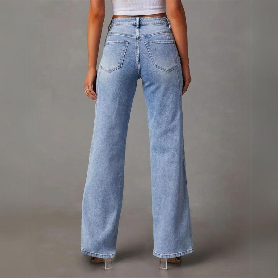 Quintina | Stilfulde Højtaljede Wide-Leg Jeans