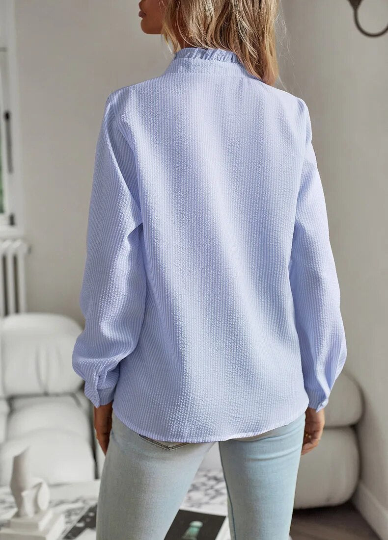 Jade™ | Stilfuld Flæset Knapbluse