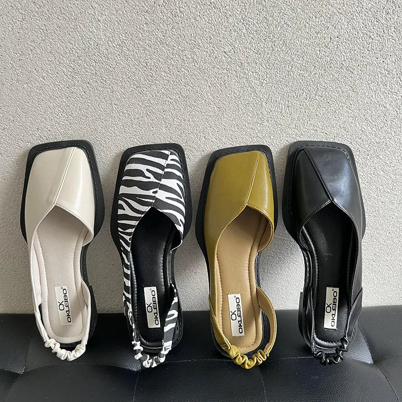 Lea™ | Slingback Sandaler med Firkantet Tå