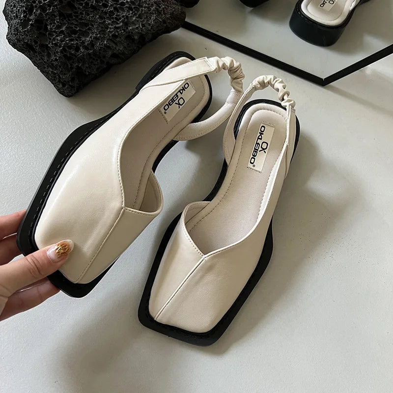 Lea™ | Slingback Sandaler med Firkantet Tå