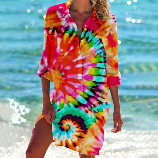 Silke | Tie-Dye Kjole med Knaplukning