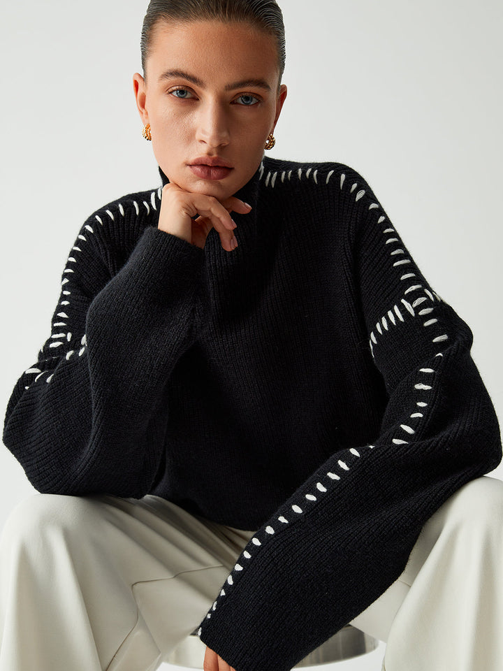 Alina | Rullekravesweatshirt med syningsdetaljer