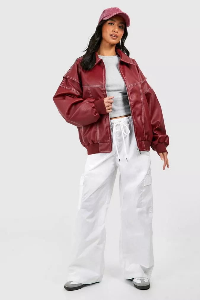 Faye™ - Oversized Læderjakke