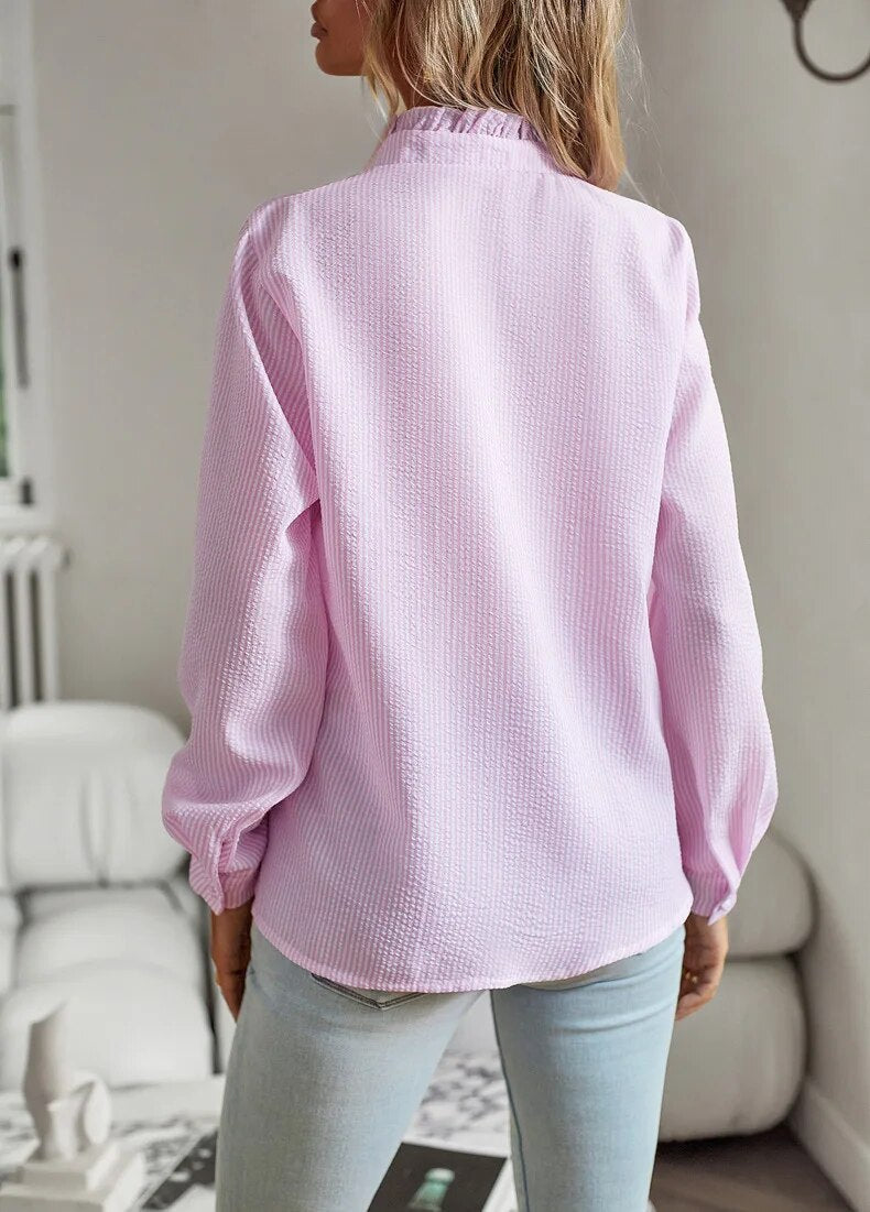 Jade™ | Stilfuld Flæset Knapbluse